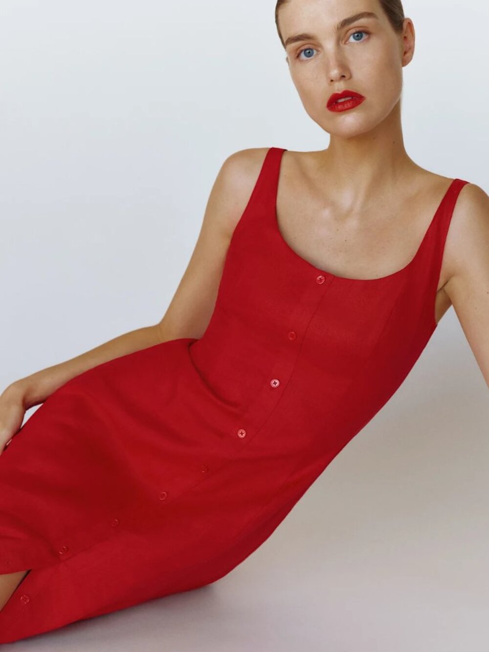 Reformation Fraise Linen Dress in lipstick red NWT - Picture 5 of 5